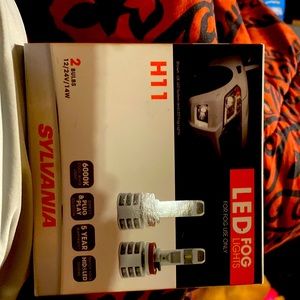 H11 white led headlights brand is sylvania
